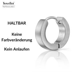 Traveller Creolen - Unisex - Silberfarben - Matt - Edelstahl - 14 x 4 mm - 166360