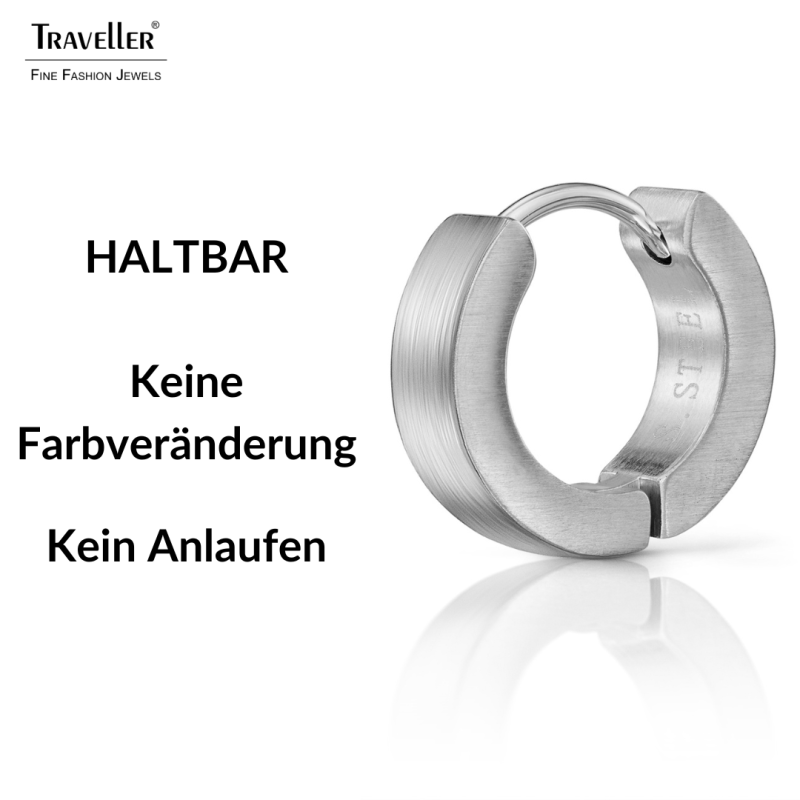 Traveller Creolen - Unisex - Silberfarben - Matt - Edelstahl - 14 x 4 mm - 166360