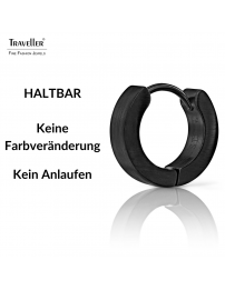 Traveller Creolen - Unisex - Schwarz - Matt - Edelstahl - 14 x 4 mm - 166361