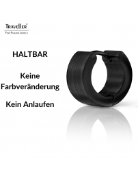 Traveller Creolen - Unisex - Schwarz - Matt - Edelstahl - 14 x 7 mm - 166364