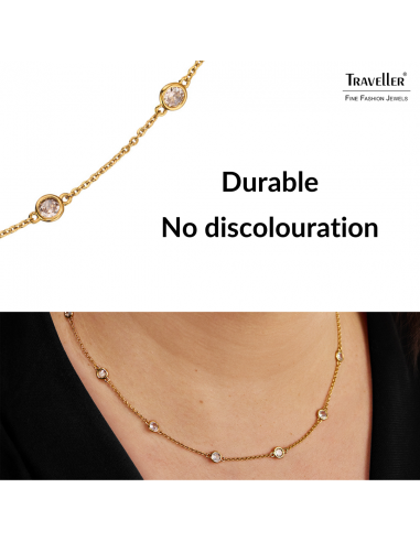 Traveller Necklace - Gold Plated - Zirconia - Ø 4 mm - 38-44 cm - 157758 