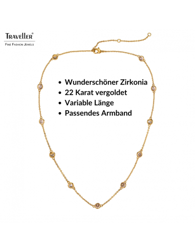 Traveller Collier - Vergoldet - Zirkonia - Ø 4 mm - 38-44 cm - 157758 