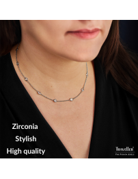 Traveller Necklace - Silver Coloured - Zirconia - Ø 4 mm - Platinum Plated - 38-44 cm - 157759