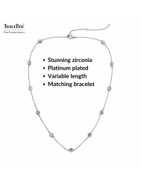 Traveller Necklace - Silver Coloured - Zirconia - Ø 4 mm - Platinum Plated - 38-44 cm - 157759