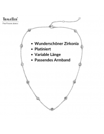 Traveller Collier - Silberfarben - Zirkonia - Ø 4 mm - Platiniert - 38-44 cm - 157759