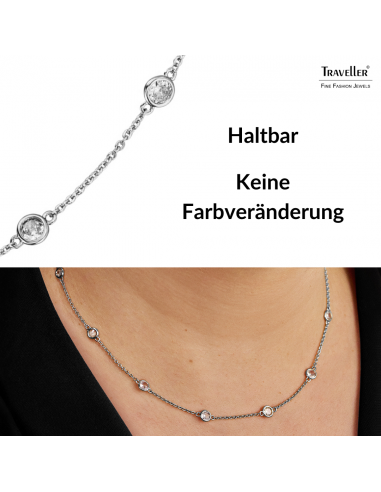Traveller Collier - Silberfarben - Zirkonia - Ø 4 mm - Platiniert - 38-44 cm - 157759