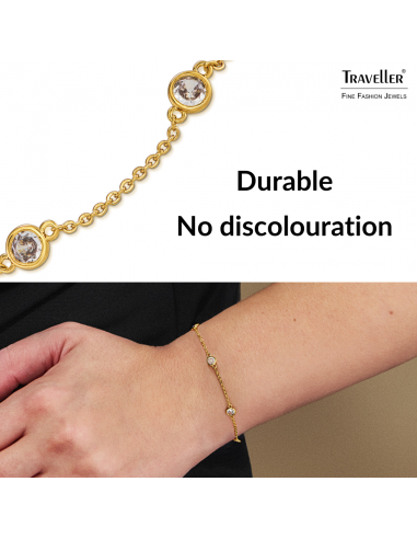 Traveller Bracelet - Gold Plated - Zirconia - Ø 4 mm - 17-20 cm - 157760