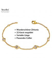 Traveller Armband - Vergoldet - Zirconia - Ø 4 mm - 17-20 cm - 157760