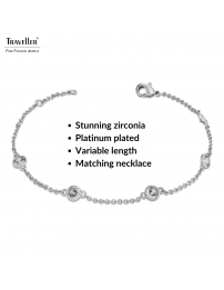 Traveller Bracelet - Silver Coloured - Zirconia - Ø 4 mm - Platinum Plated - 17-20 cm - 157761