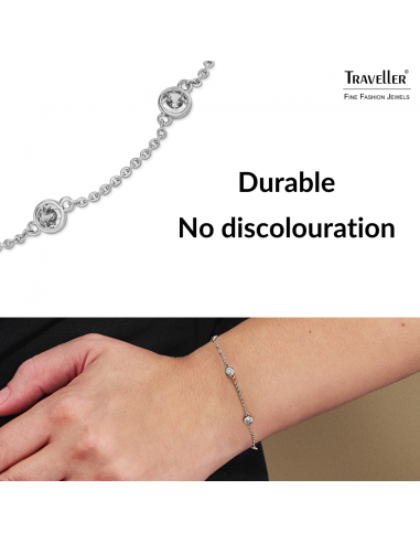 Traveller Bracelet - Silver Coloured - Zirconia - Ø 4 mm - Platinum Plated - 17-20 cm - 157761