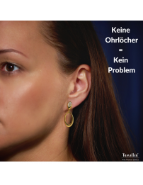 Traveller Ohrclip - Hänger - 22kt Vergoldet - Kristalle - Oval - 32x12 mm - 157642