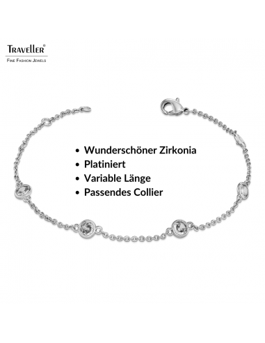 Traveller Armband - Silberfarben - Zirconia - Ø 4 mm - Platiniert - 17-20 cm - 157761