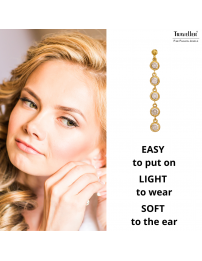 Traveller Drop Earrings - 22ct Gold Plated - Zirconia - Ø 4 mm - 40x4 mm - 157762