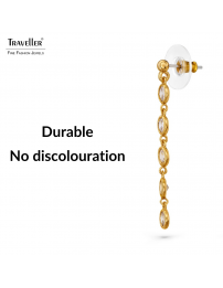 Traveller Drop Earrings - 22ct Gold Plated - Zirconia - Ø 4 mm - 40x4 mm - 157762