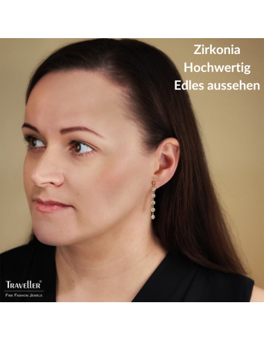 Traveller Ohrhänger - 22kt Vergoldet - Zirkonia - Ø 4mm - 40 x 4 mm - 157762