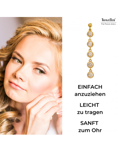 Traveller Ohrhänger - 22kt Vergoldet - Zirkonia - Ø 4mm - 40 x 4 mm - 157762