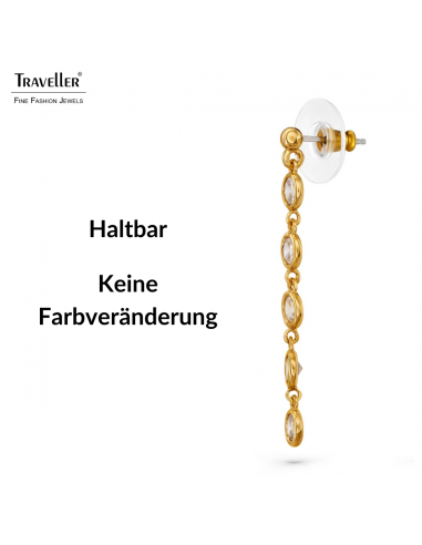 Traveller Ohrhänger - 22kt Vergoldet - Zirkonia - Ø 4mm - 40 x 4 mm - 157762