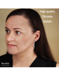 Traveller Drop Earrings - Silver Coloured - Zirconia - Ø 4mm - 40 x 4 mm - Platinum Plated - 157763