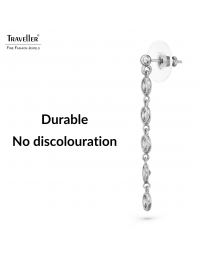 Traveller Drop Earrings - Silver Coloured - Zirconia - Ø 4mm - 40 x 4 mm - Platinum Plated - 157763