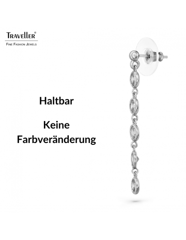 Traveller Orhhänger - Silberfarben - Zirkonia - Ø 4mm - 40 x 4 mm - Platiniert - 157763