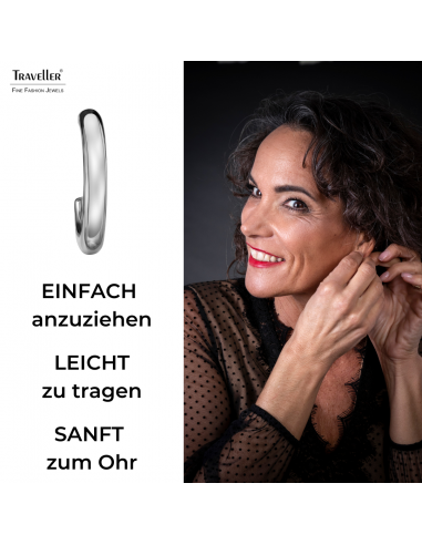 Traveller Creolen - Silberfarben - 3/4 Ring - Edelstahl - 15 x 2,5 mm - 166336