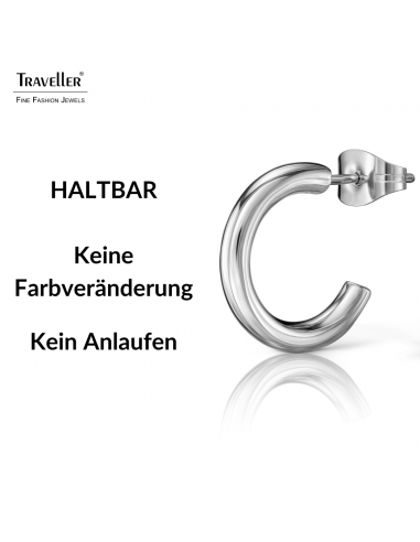Traveller Creolen - Silberfarben - 3/4 Ring - Edelstahl - 15 x 2,5 mm - 166336