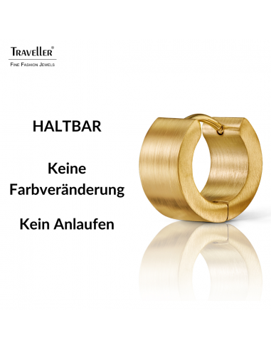 Traveller Creolen - Unisex - Vergoldet - Matt - Edelstahl - 14 x 7 mm - 166362