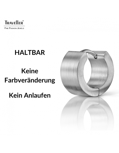 Traveller Creolen - Unisex - Silberfarben - Matt - Edelstahl - 14 x 7 mm - 166363
