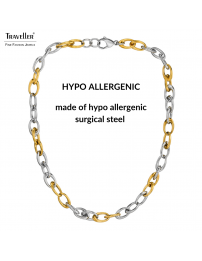 Traveller Necklace - Bicolour - Gold & Silver- Oval Links - Stainless Steel & Gold Plated Stainless Steel - 47 cm - 181264