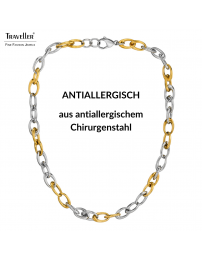 Traveller Kette - Bicolor - Gold & Silber- Ovale Glieder - Edelstahl & Vergoldet Edelstahl - 47 cm - 181264