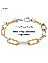 Traveller Bracelet - Bicolour - Gold & Silver - Links - Stainless Steel - Gold Plated - 21 cm - 181273