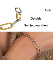 Traveller Bracelet - Bicolour - Gold & Silver - Links - Stainless Steel - Gold Plated - 21 cm - 181273