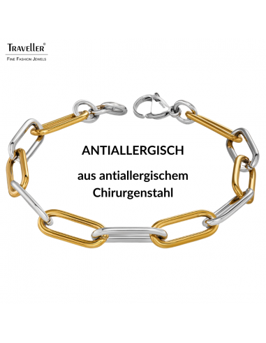 Traveller Armband - Bicolor - Gold & Silber - Glieder - Edelstahl - Vergoldet - 21 cm - 181273