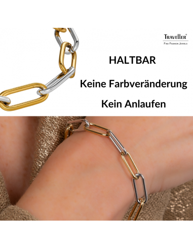 Traveller Armband - Bicolor - Gold & Silber - Glieder - Edelstahl - Vergoldet - 21 cm - 181273