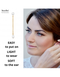 Traveller Drop Earrings - Gold Plated - Freshwater Pearls - White - 6 and 10x6 mm - Stainless Steel - 181275