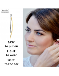 Traveller Drop Earrings - Penadants - Bicolour - Silver & Gold Coloured - Stainless Steel - 50 x 4 mm - 181287