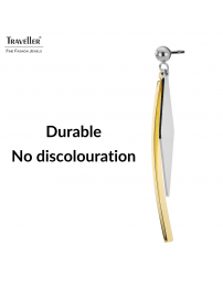 Traveller Drop Earrings - Penadants - Bicolour - Silver & Gold Coloured - Stainless Steel - 50 x 4 mm - 181287