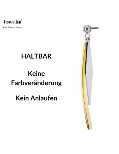 Traveller Ohrhänger - Bicolor - Silber- & Goldfarben - Edelstahl - 50 x 4 mm - 181287