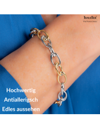 Traveller Armband - Bicolor - Gold & Silber- Ovale Glieder - Edelstahl & Vergoldet Edelstahl - 21 cm - 181265