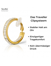 Traveller Ohrclip - Creolen - 22kt Vergoldet - Kristalle - Ø 30mm - 157652