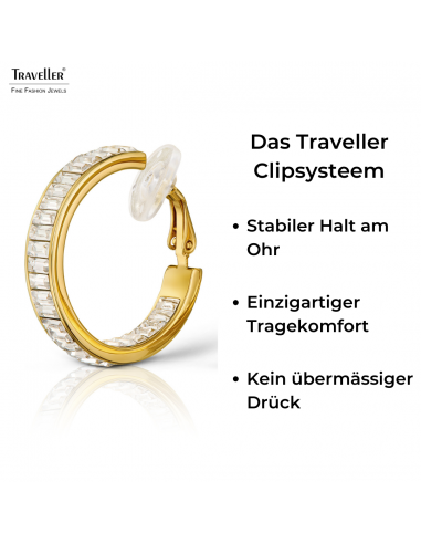 Traveller Ohrclip - Creolen - 22kt Vergoldet - Kristalle - Ø 30mm - 157652