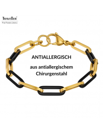 Traveller Armband - Bicolor - Gold & Schwarz - Glieder - Edelstahl - Vergoldet - 21 cm - 181267