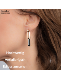Traveller Ohrhänger - Bicolor - Gold & Schwarz - Glieder - Edelstahl - Vergoldet - 40 mm - 181268