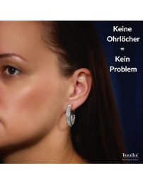 Traveller Ohrclip - Creolen - Silberfarben - Kristalle - Platiniert - Ø 30mm - 157653