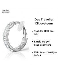 Traveller Ohrclip - Creolen - Silberfarben - Kristalle - Platiniert - Ø 30mm - 157653