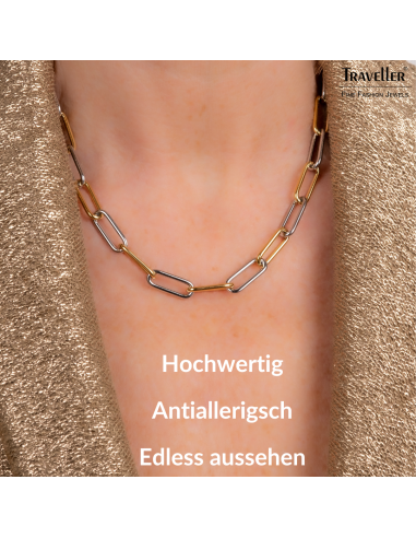 Traveller Kette - Bicolor - Gold & Silber - Glieder - Edelstahl - Vergoldet - 46 cm - 181272