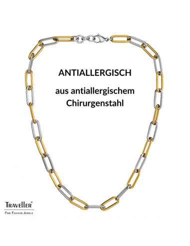 Traveller Kette - Bicolor - Gold & Silber - Glieder - Edelstahl - Vergoldet - 46 cm - 181272