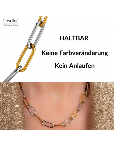 Traveller Kette - Bicolor - Gold & Silber - Glieder - Edelstahl - Vergoldet - 46 cm - 181272