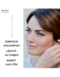 Traveller Ohrhänger - Silberfarben - Süßwasserperle - Weiß - 6 und 10x6 mm - Edelstahl - 181276