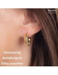 Traveller Creolen - Vergoldet - 3/4 Ring - Gerieben - Edelstahl - 18 x 6 mm - 181277